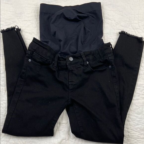 Blanqi Maternity Black High-Waisted Jeans with Distressed Knees size 6 - Picture 3 of 9